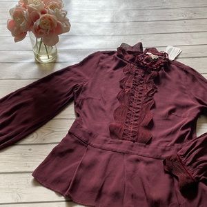 Foxiedox High Neck Peplum Blouse Size 8